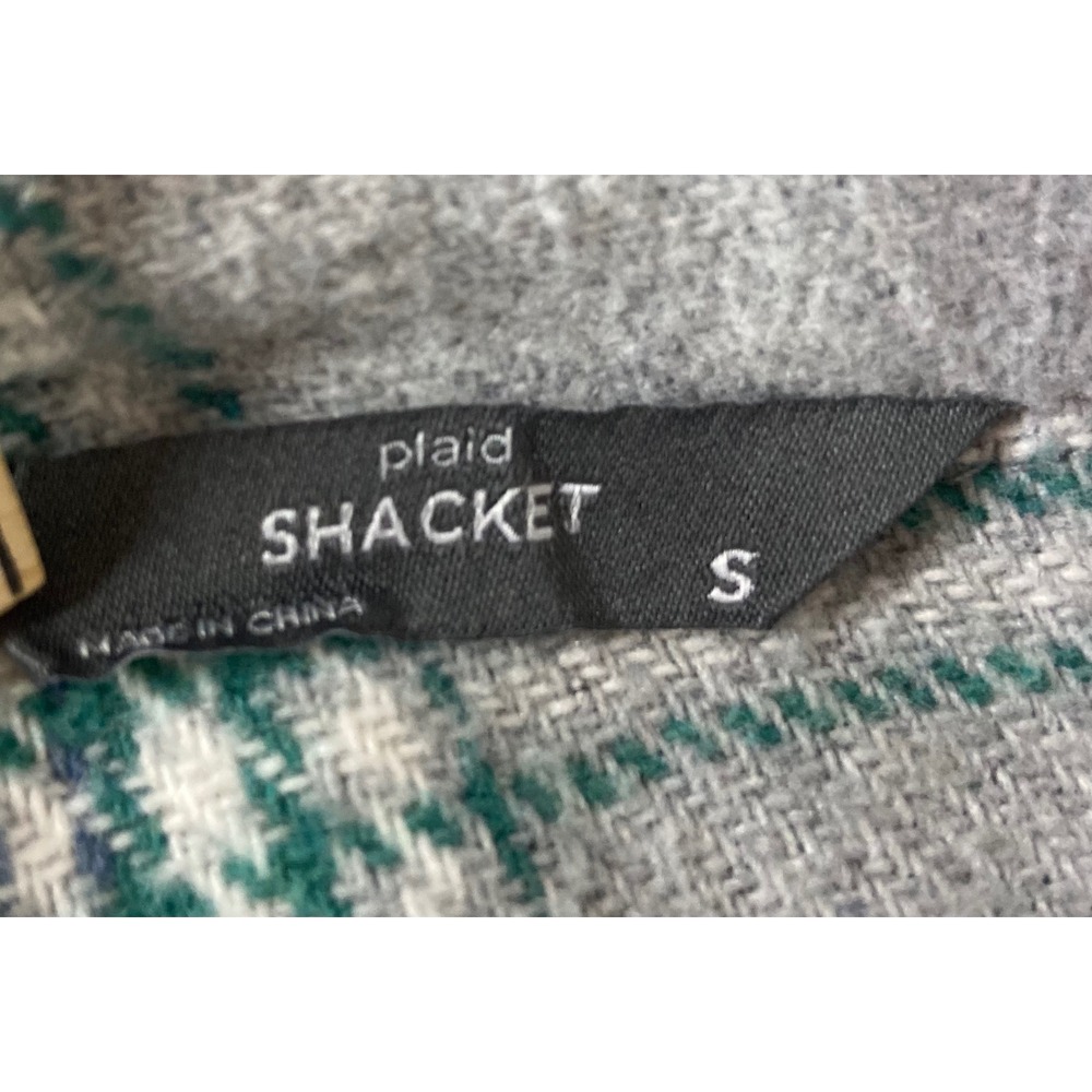 Members Mark Plaid Shacket Womens Small Everglade Blue Grey Button Front Jacket - Picture 3 of 10